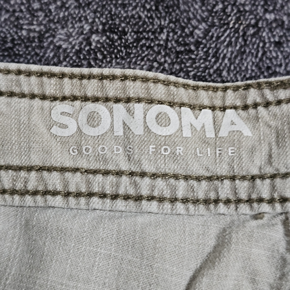 Sonoma Cargo Capri Cropped Pants Light Gray Cotton Lightweight Womens Size 16 - Picture 12 of 13